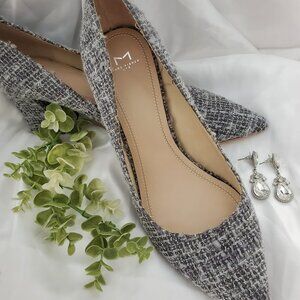 Marc Fisher Grey Boucle Tweed Pumps Size 11M | Pointed Toe Block Heel Pumps 11M